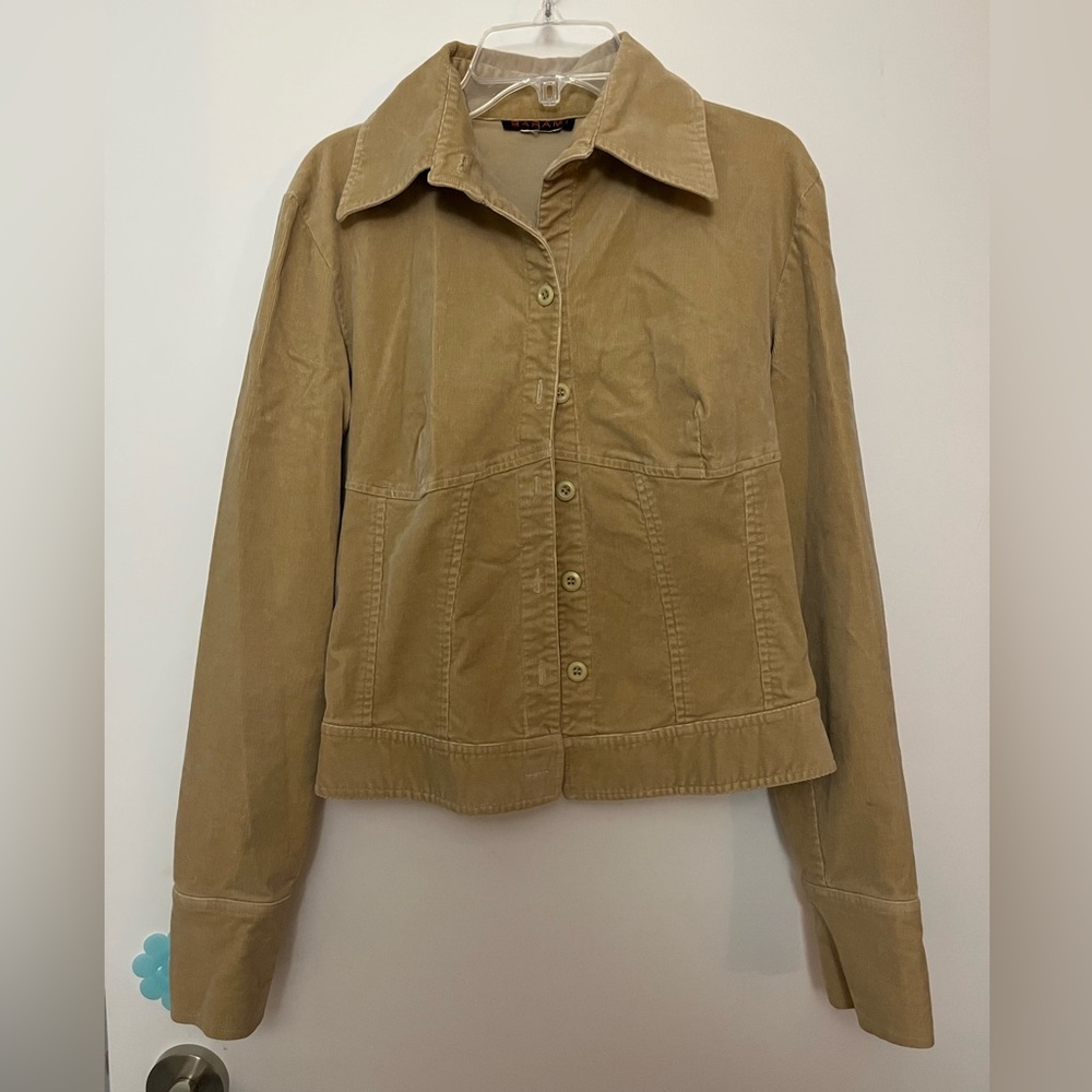 Vintage Tan Suede Button-Up Jacket (no size, but fits a medium for sure)